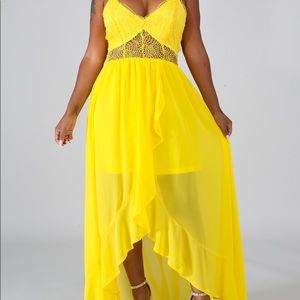 New Women Yellow Maxi Dress